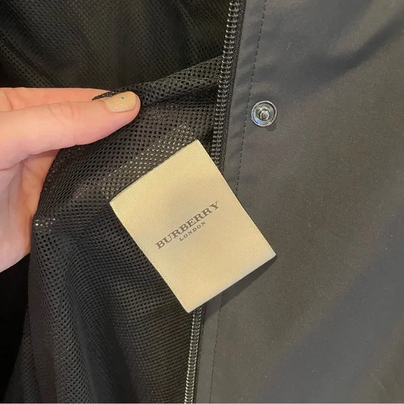 Burberry Womens Black Nova Print Trench Coat / Rain Jacket Size Large / 12 - 14 - Picture 9 of 10